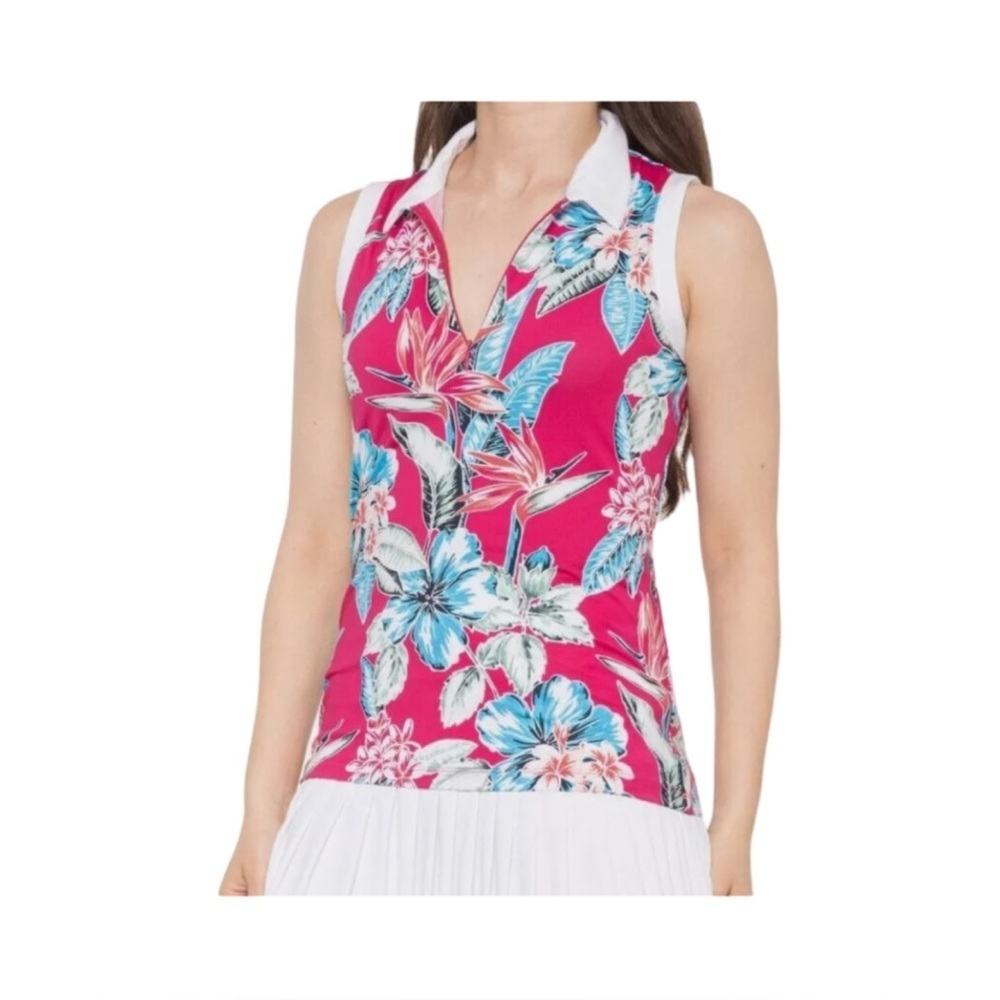 Tommy Bahama Floral Sleeveless Golf Polo Active Top NWT Size XS